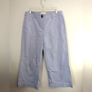 Talbots Cropped Blue White Pinstripe Capri Pants spring summer‎ preppy petite
